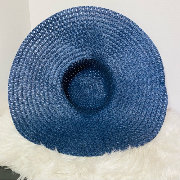 Women's Blue Wide-Brimmed Sunhat - Picture 4 of 4